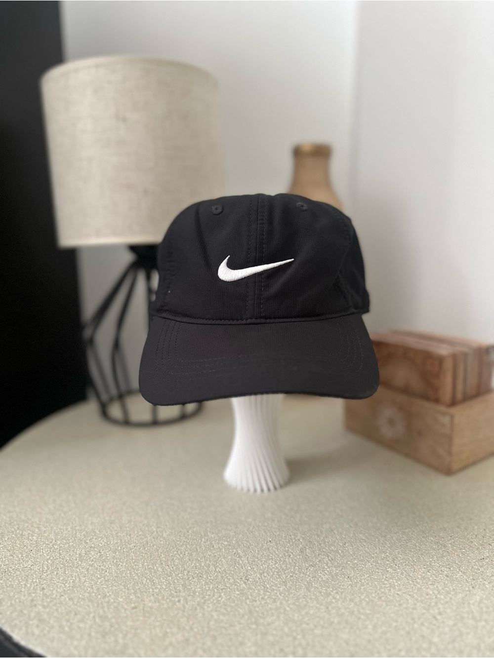 Nike Black Cap with White Swoosh - Kids